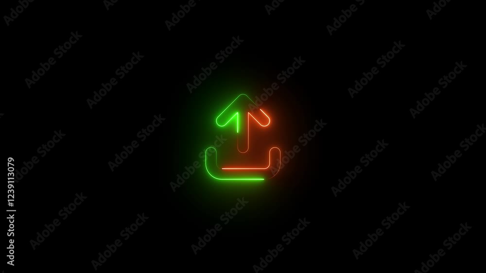 Brown and green color glow neon arrow up from bracket icon animation Brown and green color glow neon arrow up from bracket icon animation