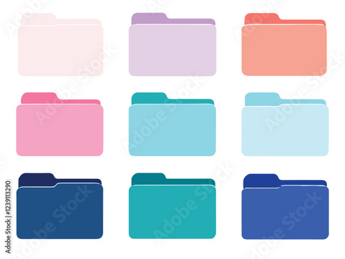set of colorful folder icons vector