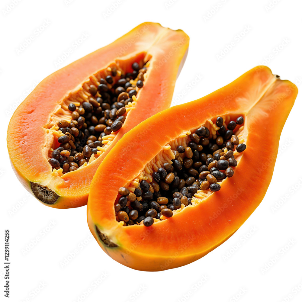 Fresh cut papaya on transparent background Fresh cut papaya on transparent background