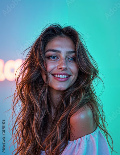 Wallpaper Mural Stunning Latina Beauty with Glossy Brown Hair Torontodigital.ca