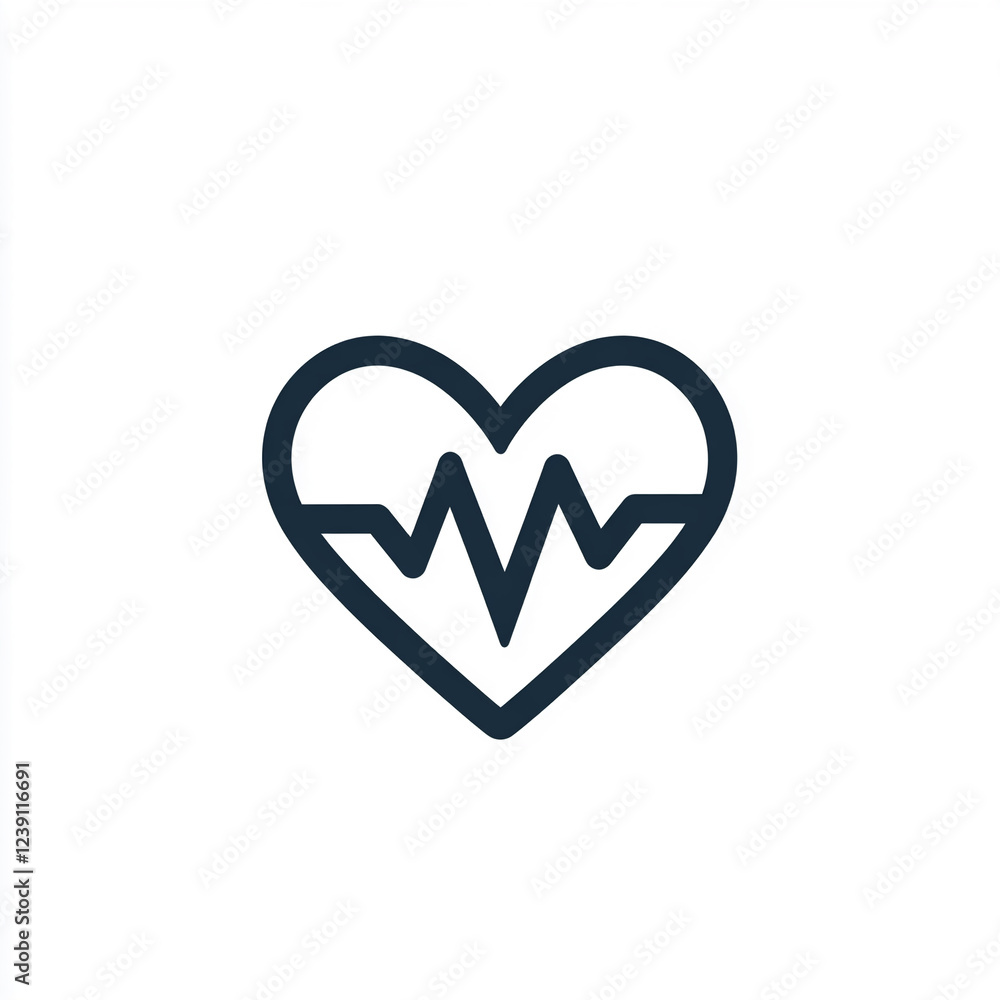 Heart symbol with heartbeat line representing health and vitality in graphic design Heart symbol with heartbeat line representing health and vitality in graphic design