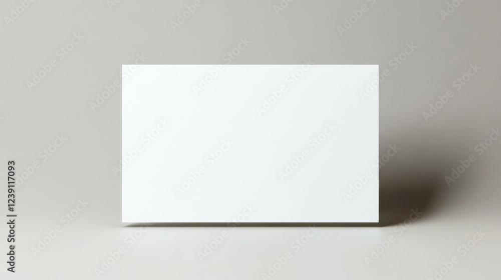Floating blank white card illuminated by gentle window light on smooth grey backdrop Floating blank white card illuminated by gentle window light on smooth grey backdrop