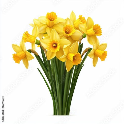 Wallpaper Mural Spring daffodil bouquet symbolizing Easter, isolated on white background Torontodigital.ca