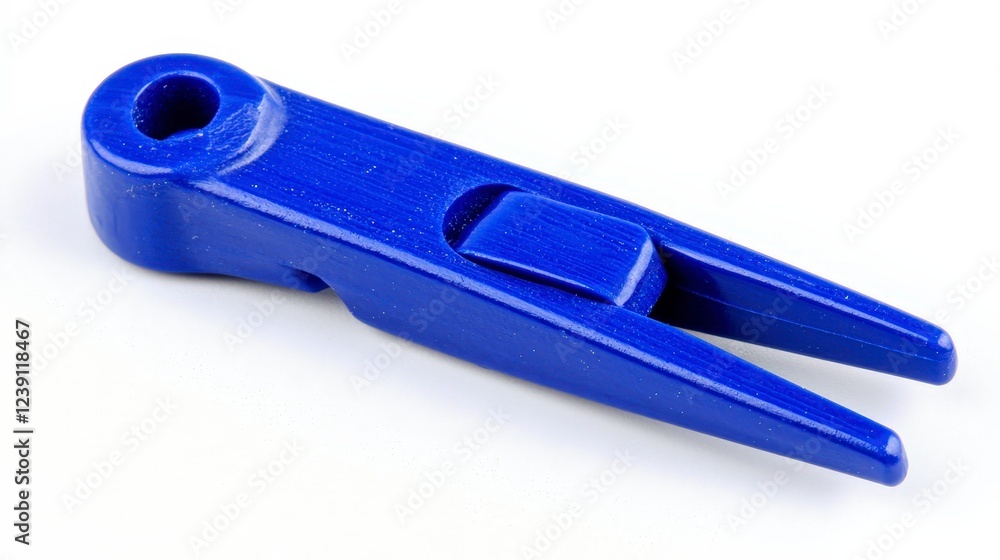 Blue Plastic Clip on White Background for Art and Crafts Projects Blue Plastic Clip on White Background for Art and Crafts Projects