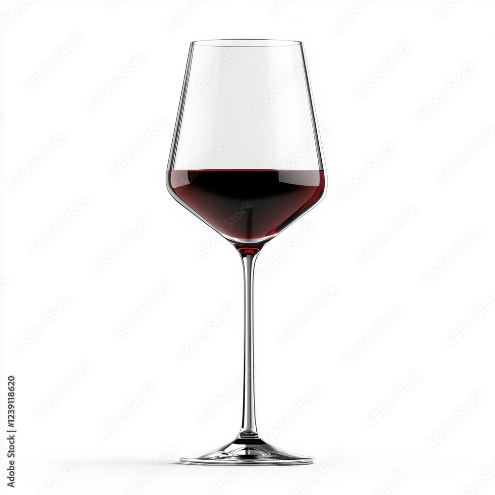 Stylish wine glass with red wine, isolated on white background Stylish wine glass with red wine, isolated on white background