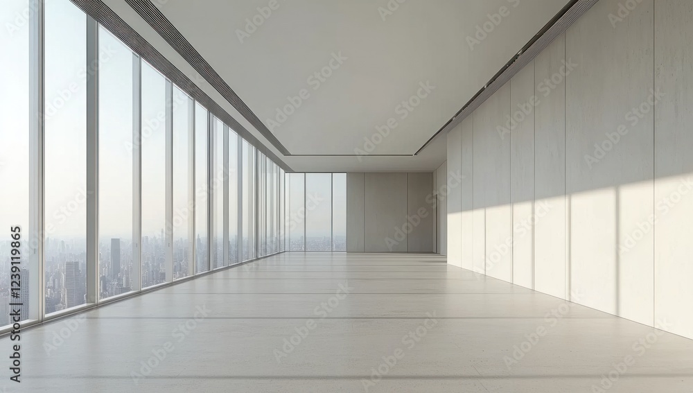 Fototapeta premium Modern empty office space with city view.