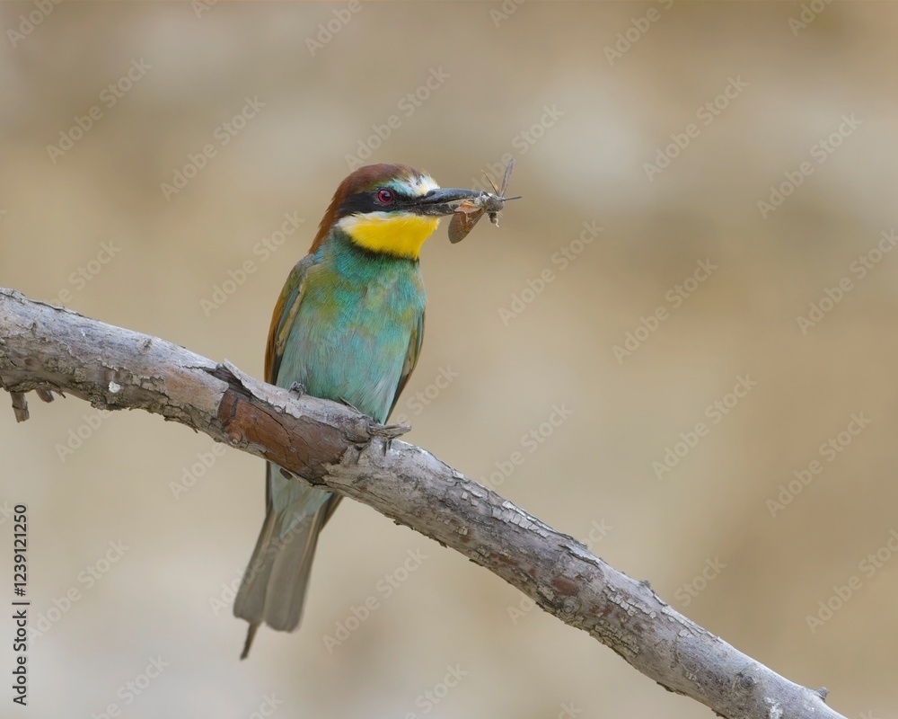 European Bee-Eater Perched with Prey European Bee-Eater Perched with Prey