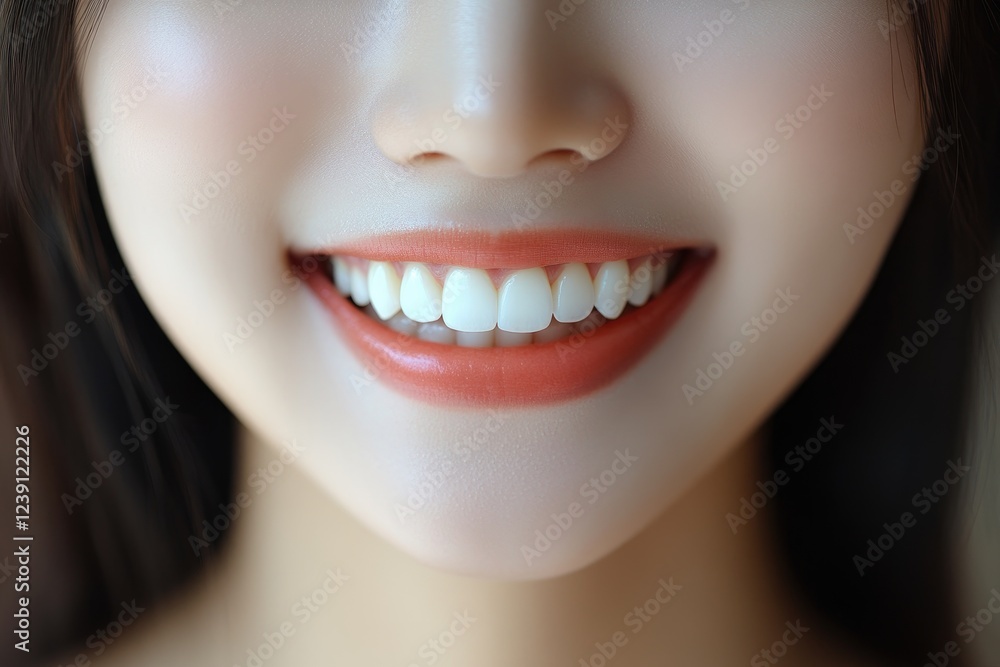 Close up of smiling woman showing perfect white teeth Close up of smiling woman showing perfect white teeth