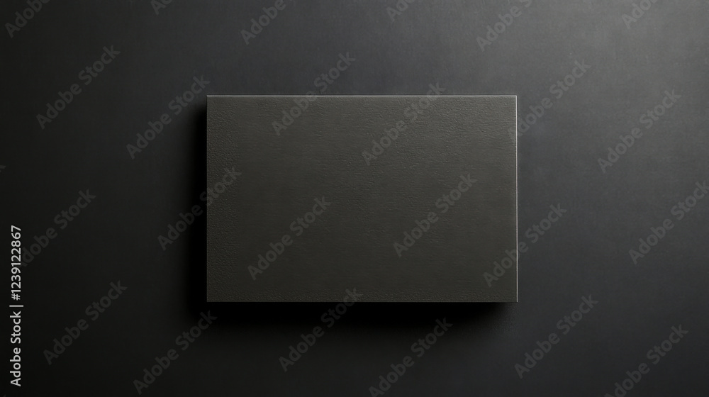 Blank grey card mockup on a black surface with soft lighting for creative designs Blank grey card mockup on a black surface with soft lighting for creative designs