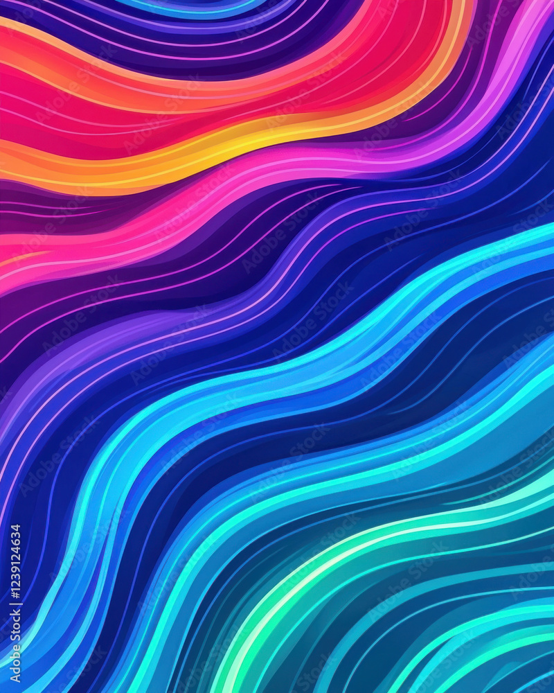 Vivid abstract waves in neon colors create dynamic and energetic visual Vivid abstract waves in neon colors create dynamic and energetic visual
