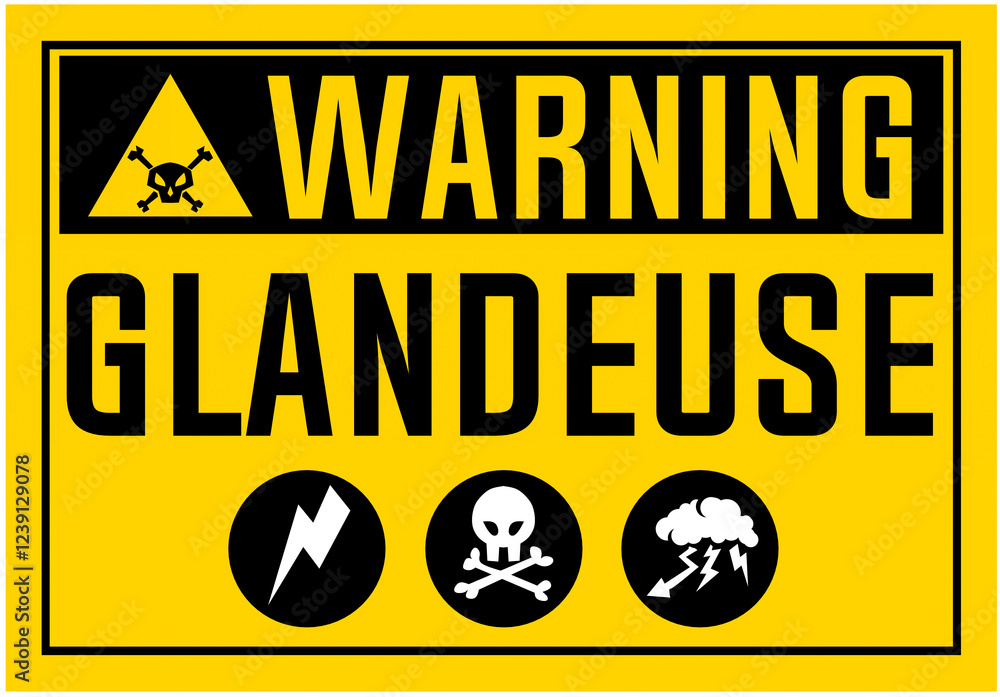 Obraz premium glandeuse warning tete de mort panneau insulte humour