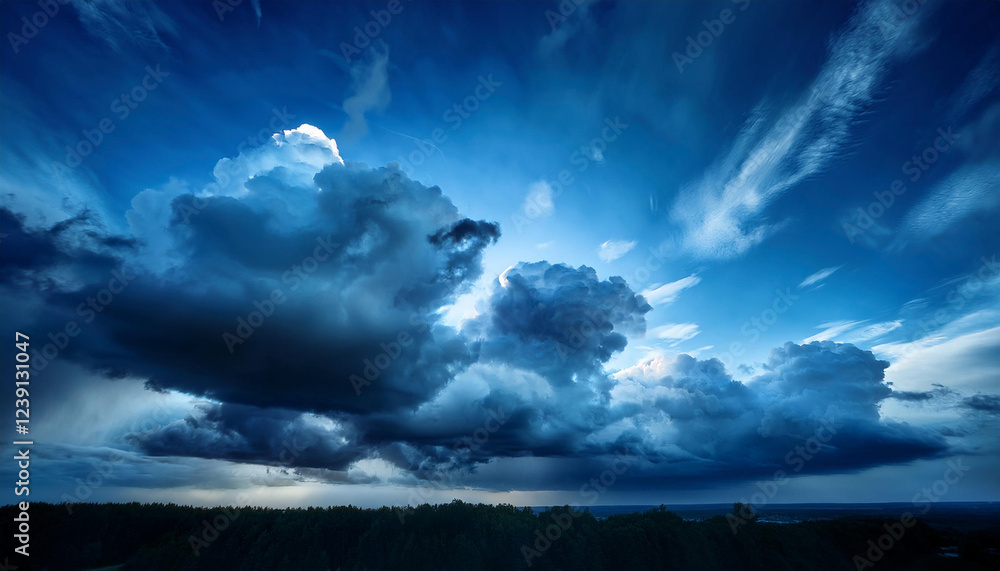 Obraz premium scary background of blue sky with menacing clouds