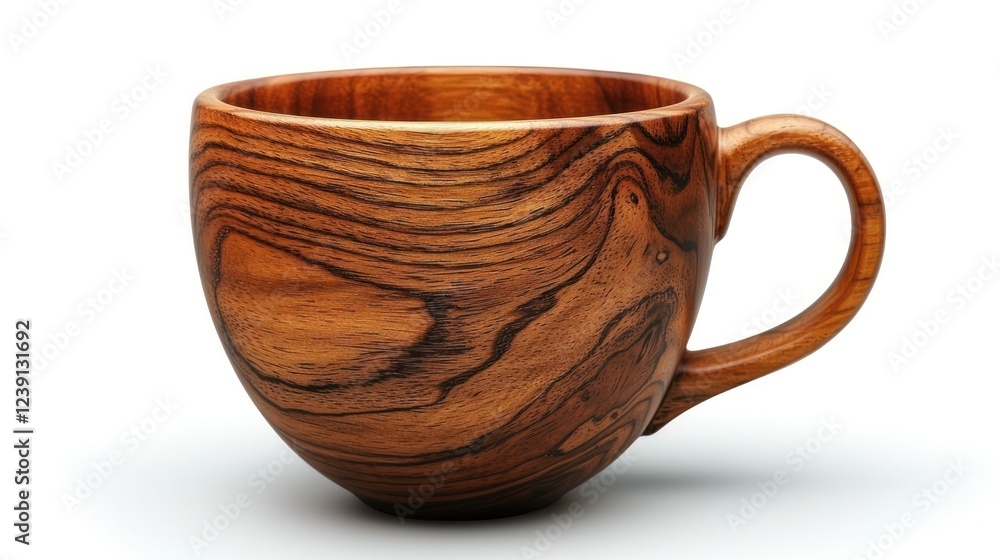 Handcrafted Wooden Mug With Intricate Grain Detailing Handcrafted Wooden Mug With Intricate Grain Detailing
