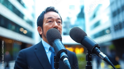 Interview Scene with Businessman in Minimalist Style photo