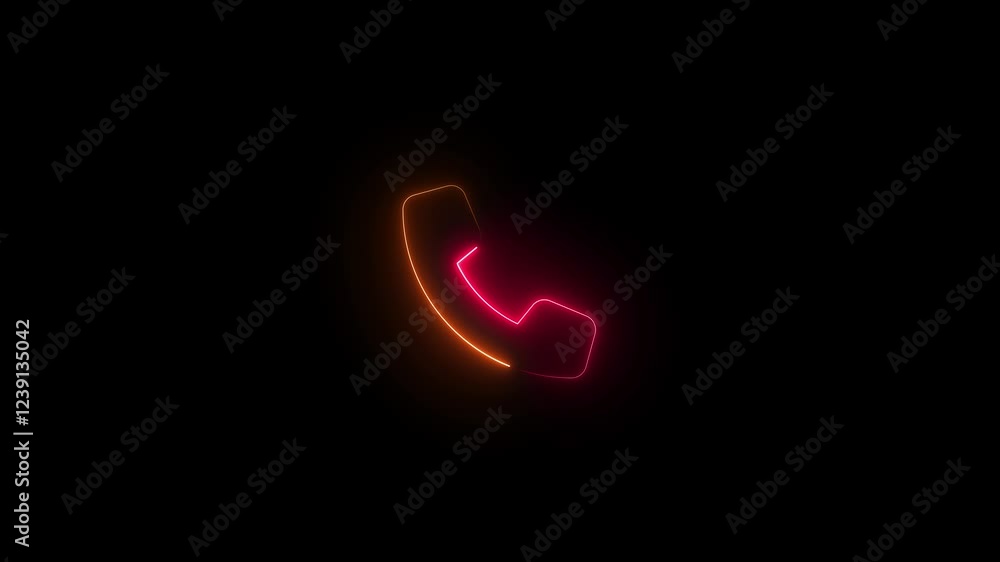 Brown and red color glow neon phone icon animation Brown and red color glow neon phone icon animation