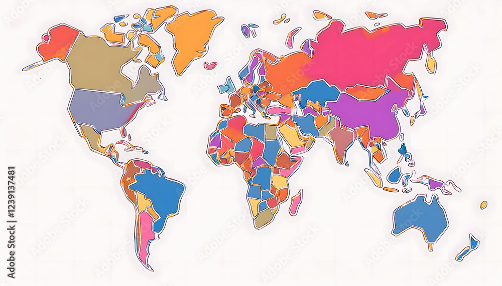 Fototapeta premium Colorful world map illustration