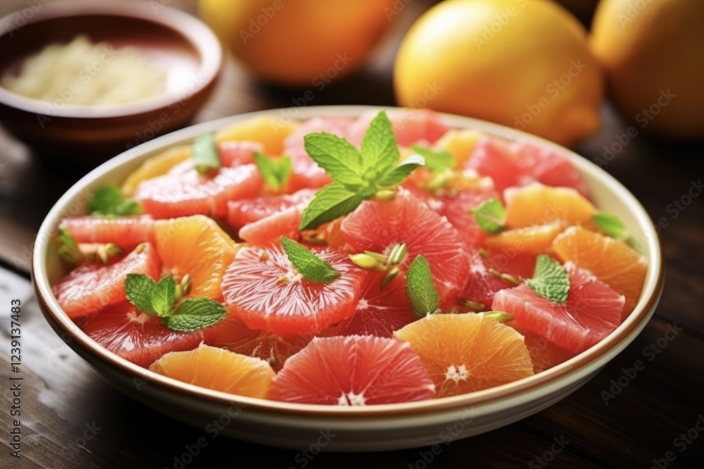 Fresh and Juicy Citrus Salad with Grapefruit and Oranges - A Perfect Breakfast or Antioxidant-Packed Dessert Fresh and Juicy Citrus Salad with Grapefruit and Oranges - A Perfect Breakfast or Antioxidant-Packed Dessert