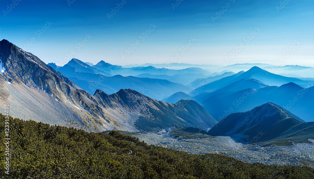 Fototapeta premium lanscape with blue mountains