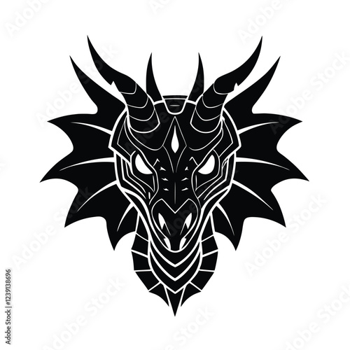 Robotic Biomechanical Dragon Face Tattoo Vector An Industrial Mythical Beast