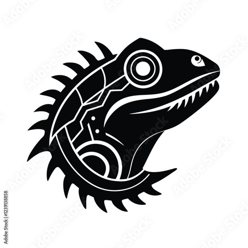 Biomechanical Lizard Head Tattoo With Intricate Tech A Futuristic Reptile Art