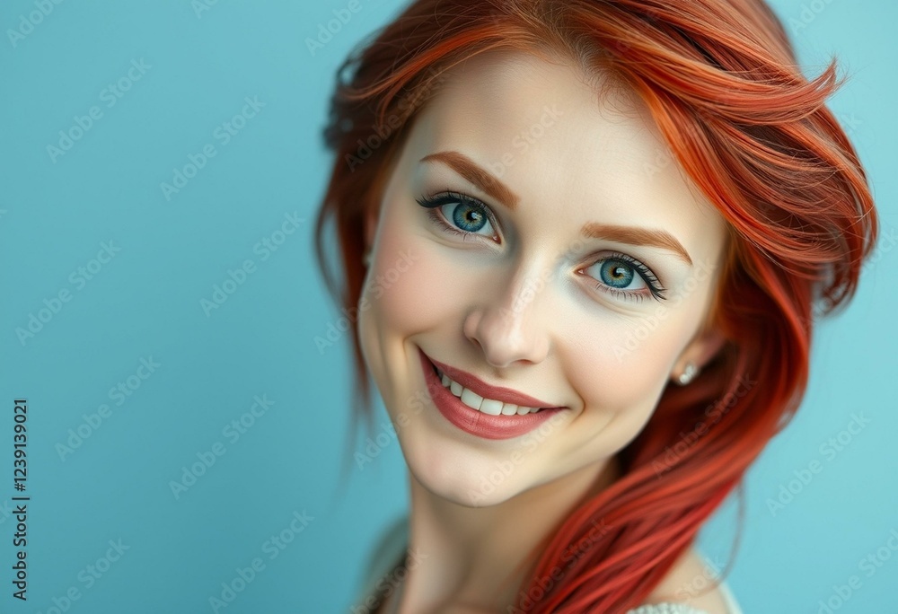 Female portrait with red hair, looking directly at the camera Female portrait with red hair, looking directly at the camera
