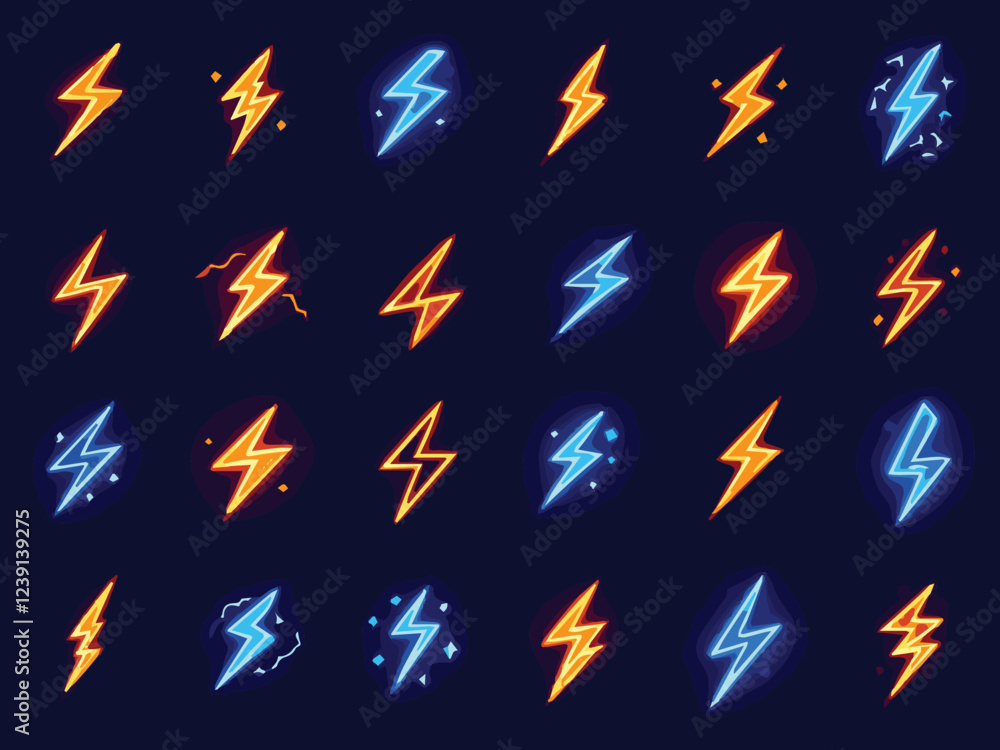 seamless pattern with lightning thunderbolt vector icon set seamless pattern with lightning thunderbolt vector icon set
