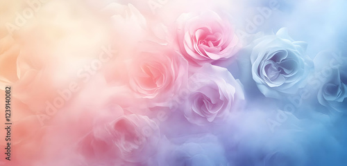 A soft watercolor design of pastel roses, isolated on a light background, perfect for wedding invitations or romantic cards.
