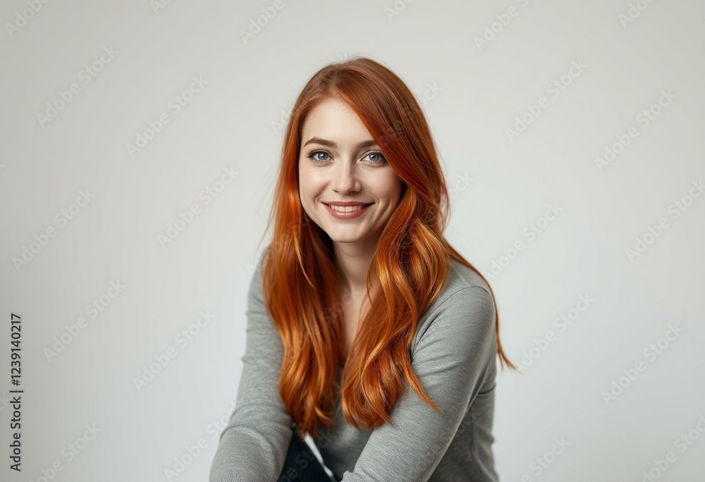 Fototapeta premium Photorealistic portrait of a female with red hair