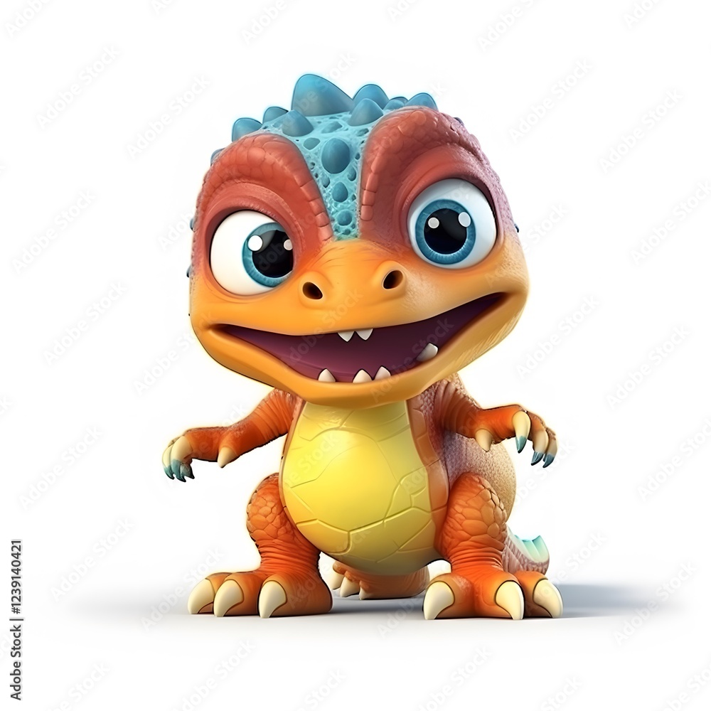 Cute cartoon dinosaur character, isolated, white background, playful pose, children's book illustration Cute cartoon dinosaur character, isolated, white background, playful pose, children's book illustration