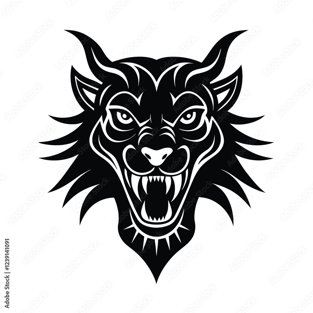 Obraz premium Chimera Beast Head Tattoo With Diverse Animal Features A Mythological Design