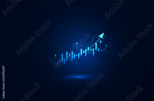 Financial exchange stock market and economic data business investment.Stock growth graph chart and analysis.