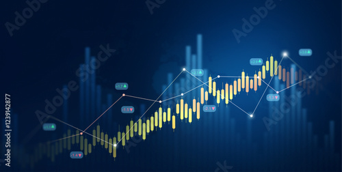 Financial exchange stock market and economic data business investment.Stock growth graph chart and analysis.
