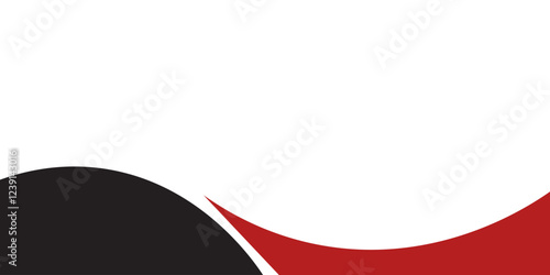 Abstract red black waves are flowing on white background. red and black line banner design background