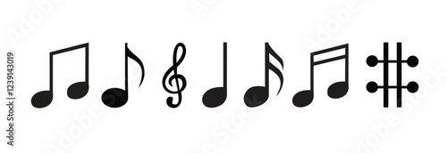 Music notes icon set. Musical key symbols. Music notes symbol vector illustration.