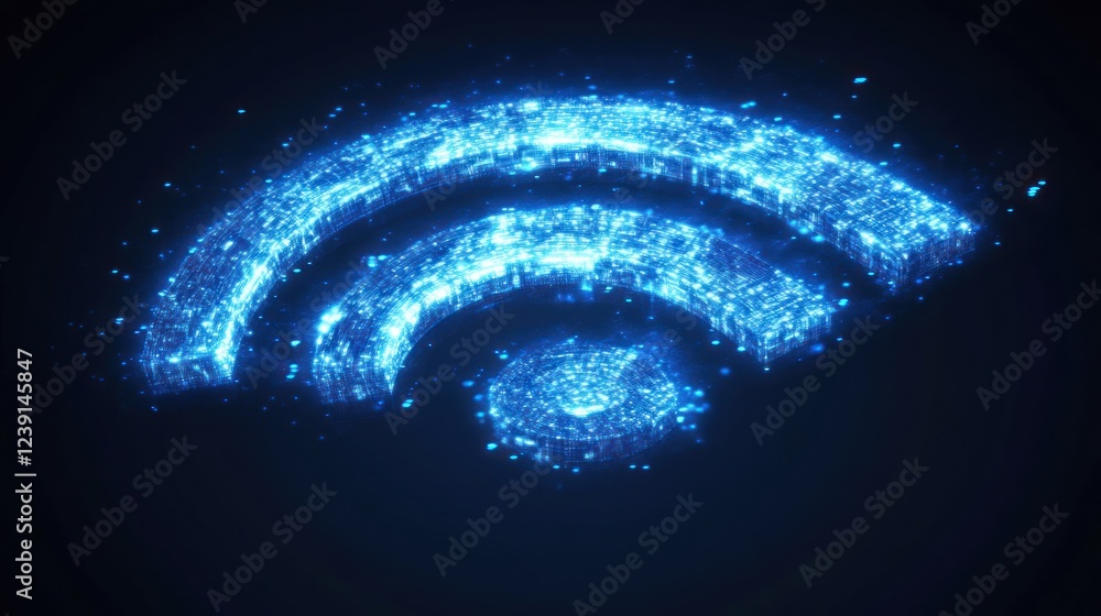 Obraz premium Glowing Blue Wifi Symbol Digital Network Technology