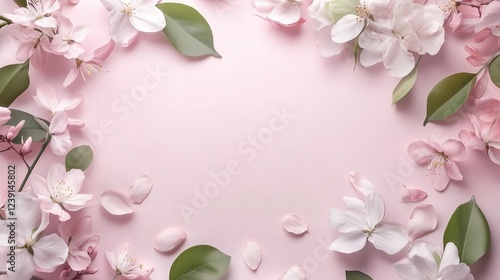 Beautiful arrangement of pink and white flowers on a soft pastel background perfect for spring celebrations photo