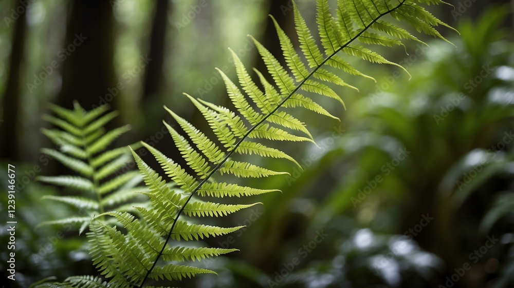 closeup of a fern on a rainforest background closeup of a fern on a rainforest background