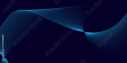  abstract blue background with flowing wave line. Digital future technology concept.