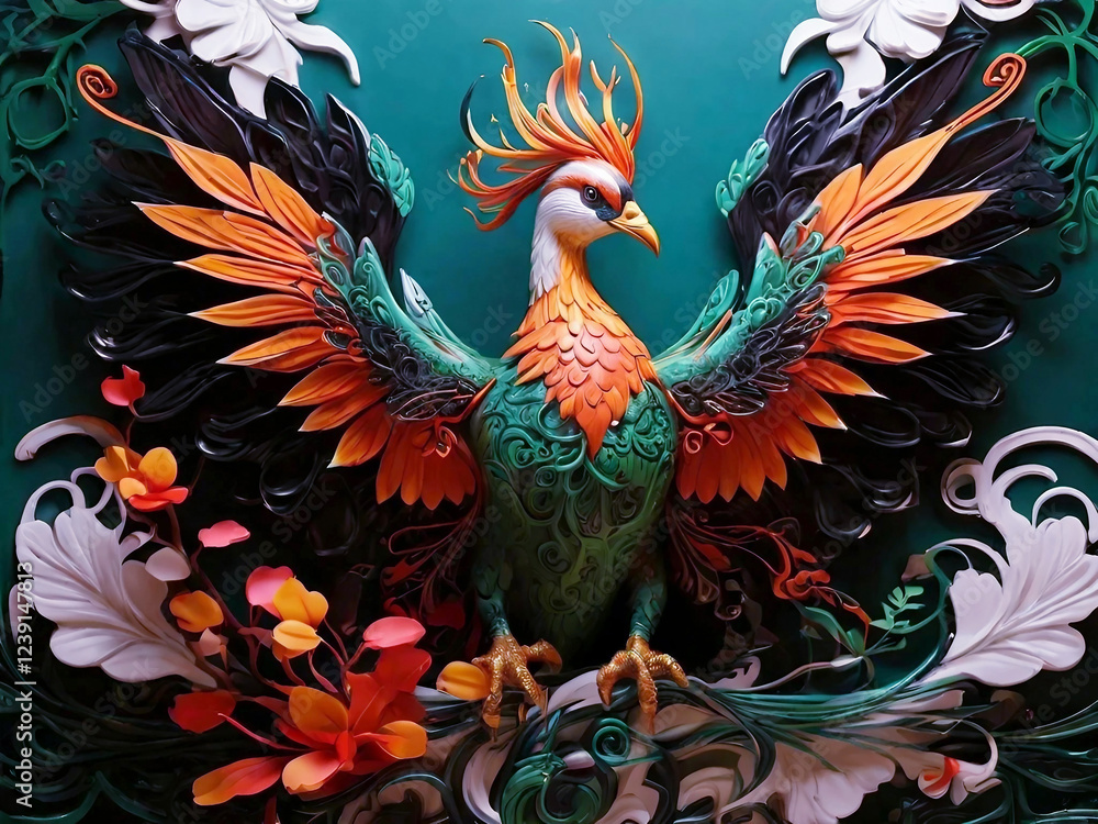 Rise of the Phoenix: A Majestic Asian-Inspired Design of Fire and Elegance Rise of the Phoenix: A Majestic Asian-Inspired Design of Fire and Elegance