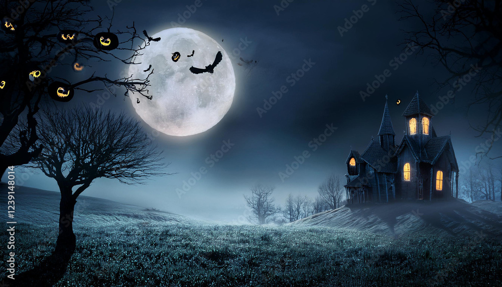 Fototapeta premium spooky halloween night scene