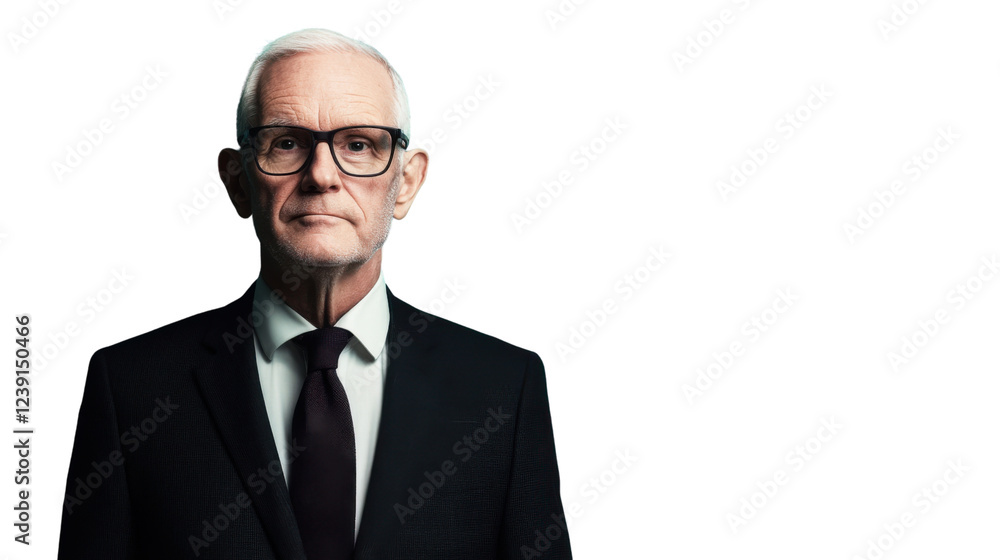 Senior businessman wearing suit and tie on transparent background Senior businessman wearing suit and tie on transparent background