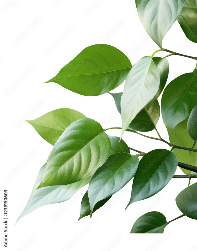 Fototapeta premium PNG Swirling green leaves in a bright leaf background nature.