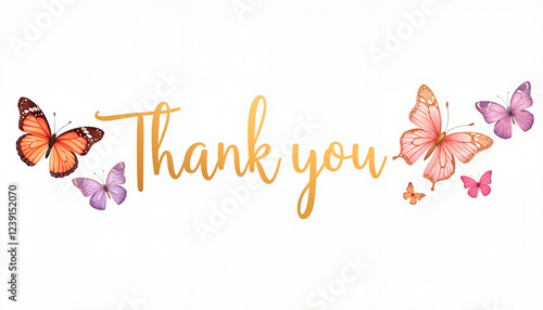 Whimsical thank you banner with colorful butterflies, gratitude expressed