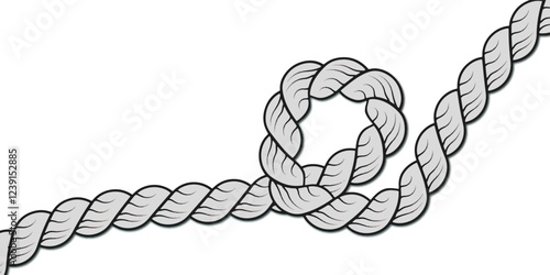 Knotted ropes eight knots realistic cords knot in vector. Nautical thread whipcord with loops and noose. Twisted, braided, folded, spiral fiber. Illustration hand drawn black graphic background