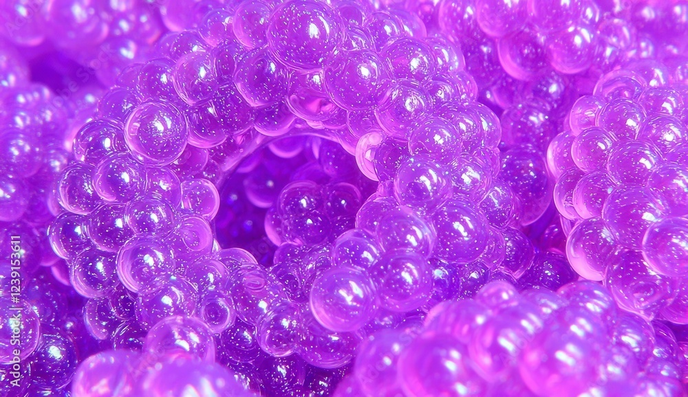 Vibrant Purple Bubble Shapes with Glossy Texture and Depth Vibrant Purple Bubble Shapes with Glossy Texture and Depth