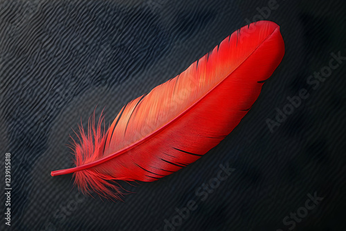 A vibrant red feather isolated on a transparent background, its fine details showcasing the elegance of natural textures.