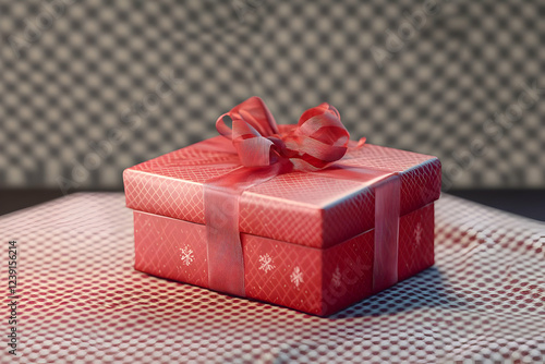 A vibrant red gift box, wrapped with a ribbon, isolated on a transparent background for a festive feel.