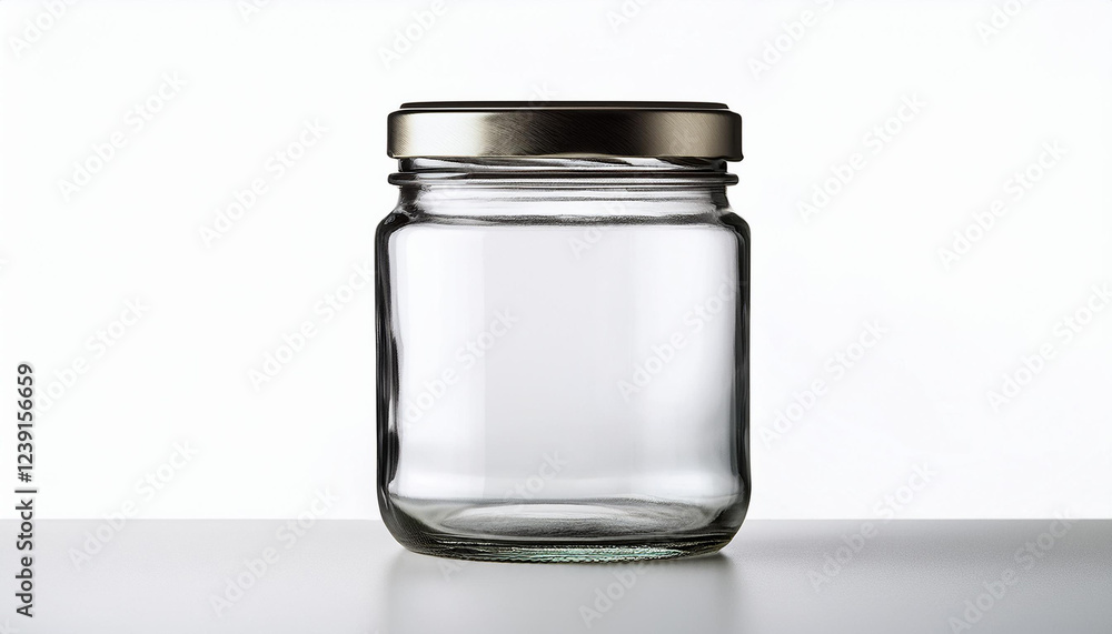 mockup of empty glass jar with tin lid on white background mockup of empty glass jar with tin lid on white background