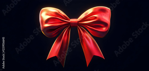 A vibrant red ribbon paired with an elegant golden bow, isolated with a transparent backdrop for a festive feel.