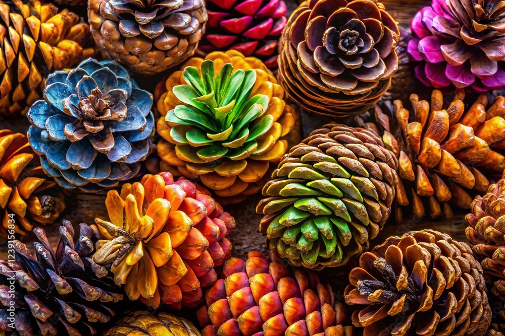 Fototapeta premium Panoramic Pinecone Wood Texture: Detailed Natural Patterns & Grain